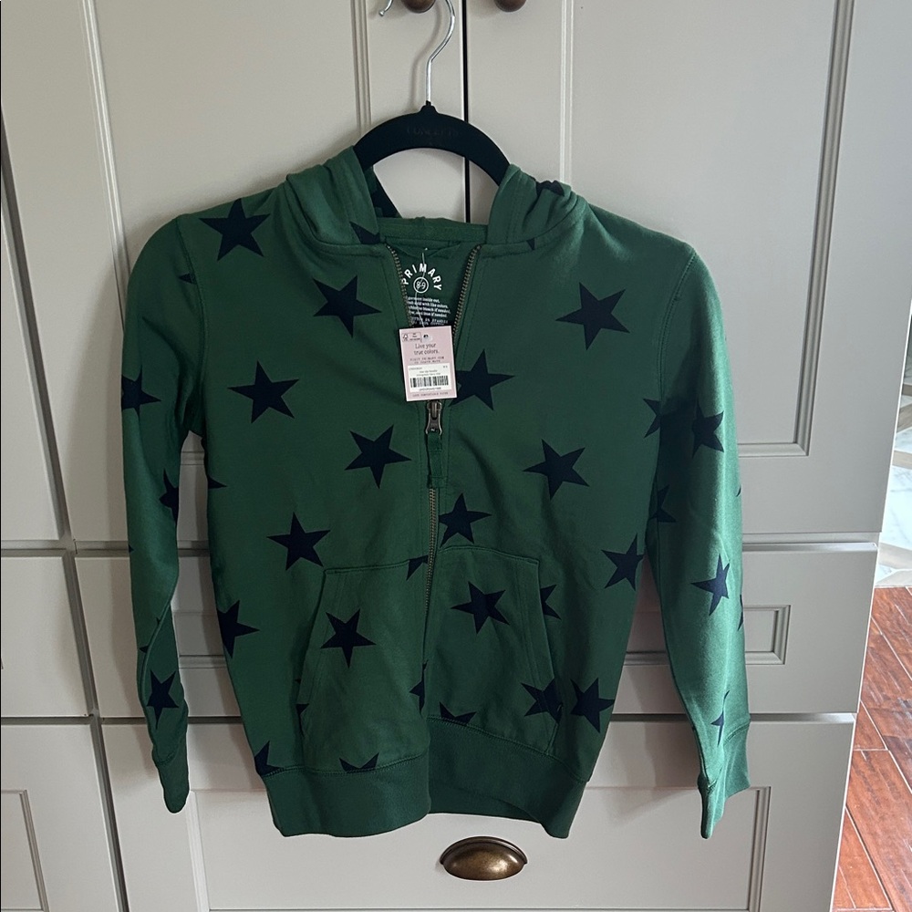 Primary Green Hoodie with Star Pattern